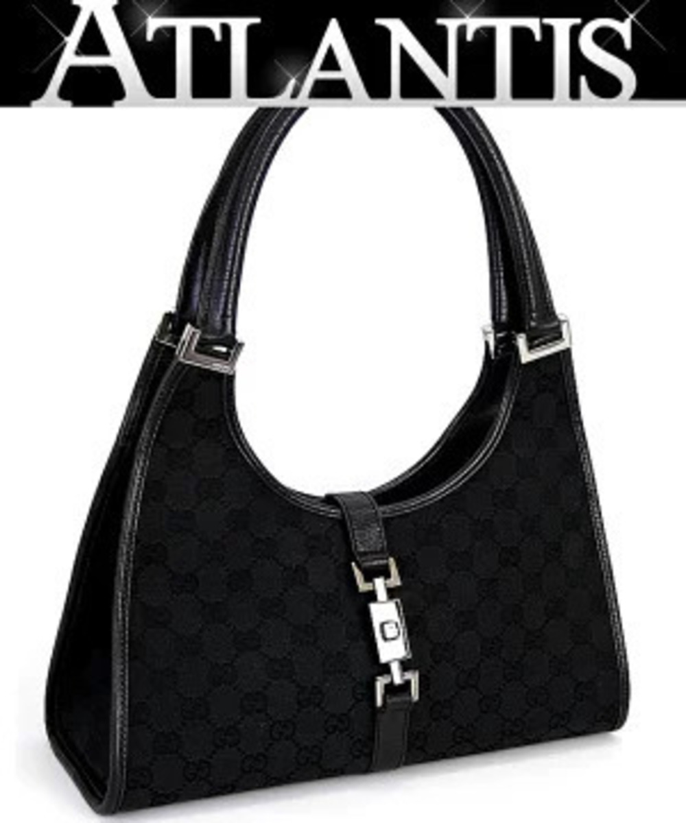 Gucci Jackie Bardot hobo bag black GG monogram canvas
